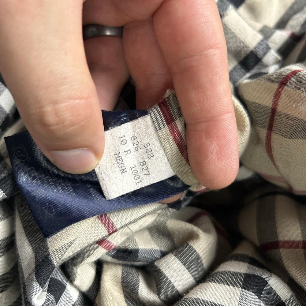 Burberry London Coat Womens 10 Black Cotton Nova Check Lined Rain Mid Length - Picture 7 of 8